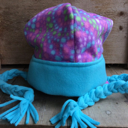 Handmade Fleece Hat by Split Birch Studio-AquaPurpleAdult
