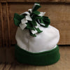 Handmade Fleece Hat by Split Birch Studio-Green and White Adult