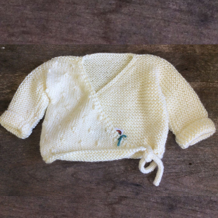 Kimono Baby Sweater by The Scrappy Knitter-LightYellow