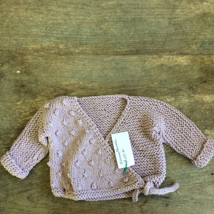 Kimono Baby Sweater by The Scrappy Knitter-MutedPurple