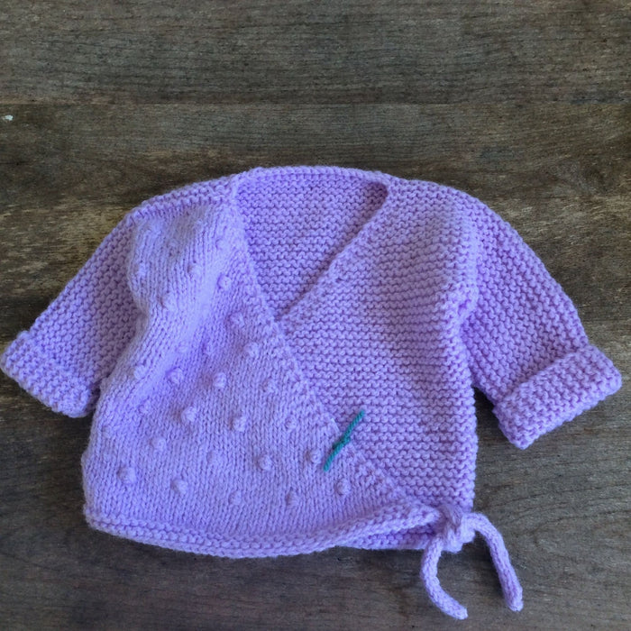 Kimono Baby Sweater by The Scrappy Knitter-Purple
