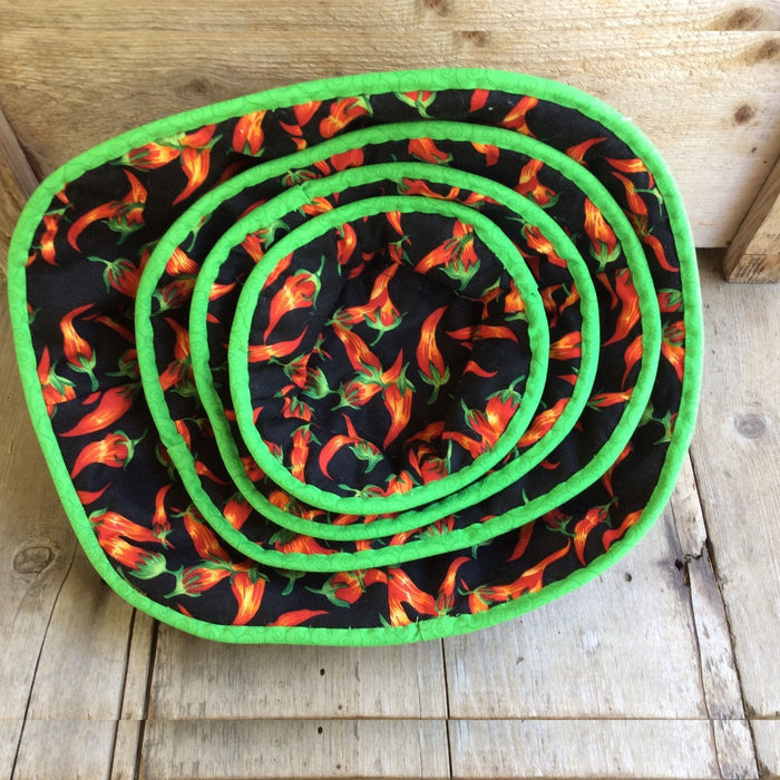 Matched Set of Microwave Bowl Cozies by Kaydees Keepers-Peppers