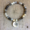 Semi- Precious Stone Bracelet with Hand Stamped Charms by MMK Designs-Elephant Jasper
