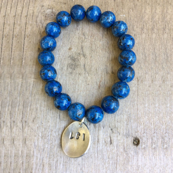 Semi- Precious Stone Bracelet with Hand Stamped Charms by MMK Designs-LCIUnknown