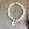 Semi- Precious Stone Bracelet with Hand Stamped Charms by MMK Designs-Tent- Rose Quartz