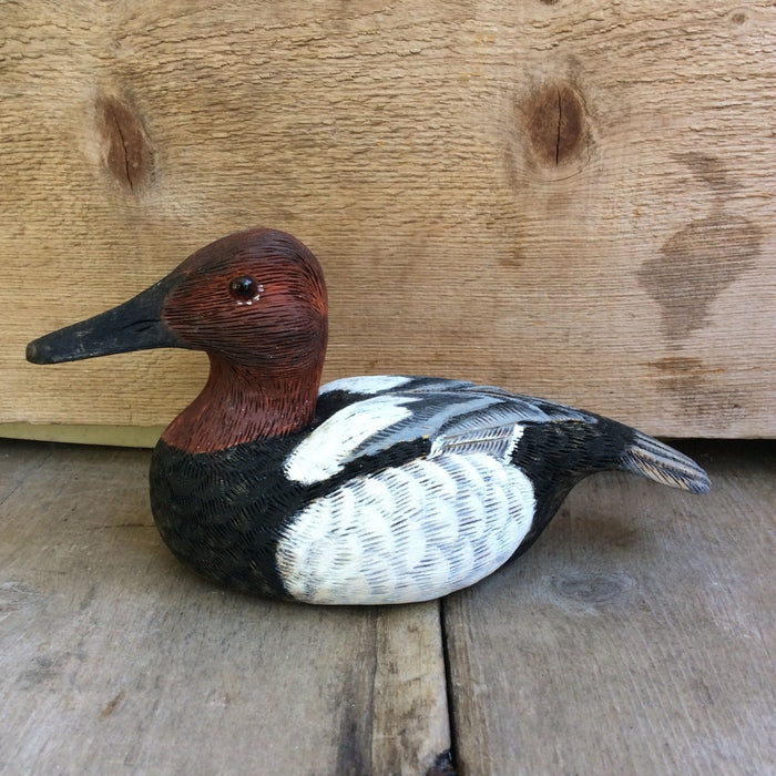 Small Handcarved Canvasback Wooden Duck by Tom Harrison