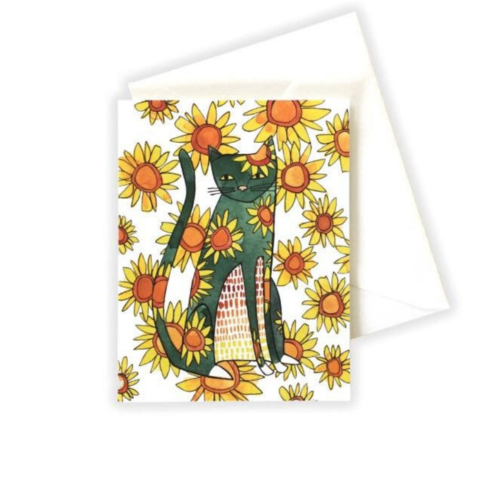 Sunflower Cat Card by Katie Eberts Illustration