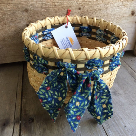 Tabletop Basket Woven with Cloth Strips by Sunset Basketry