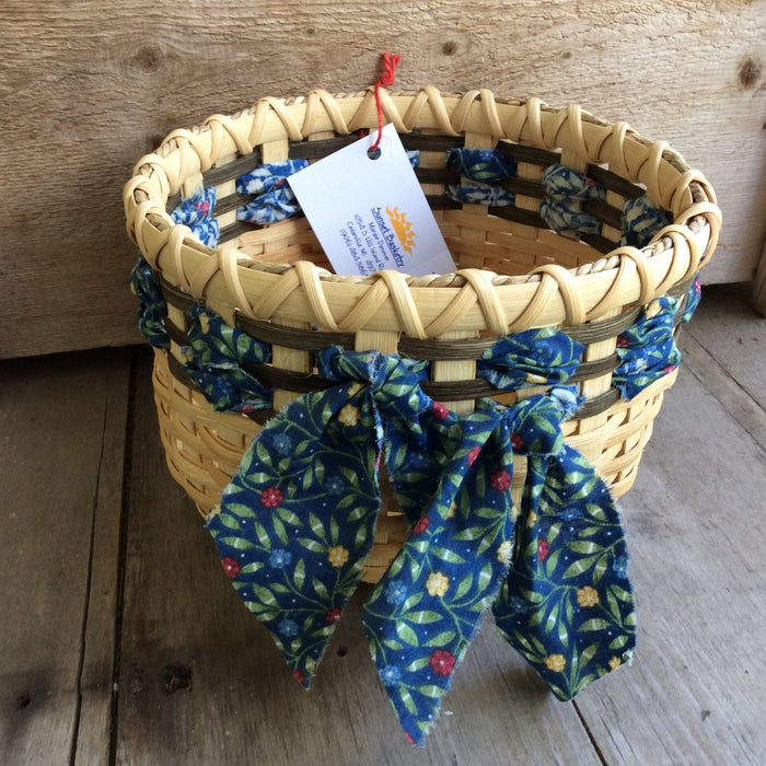 Tabletop Basket Woven with Cloth Strips by Sunset Basketry