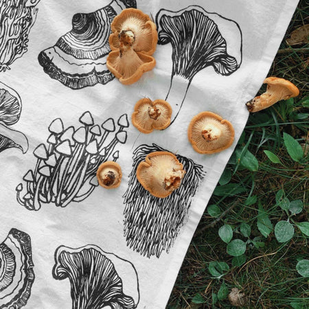 Tea Towel by Nature Walk-Michigan Mushrooms Tea Towel