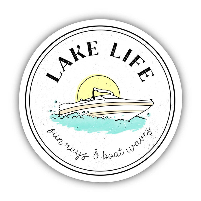 "Sun Rays & Boat Waves" Lake Life Sticker