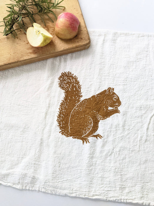 Squirrel flour sack tea towel