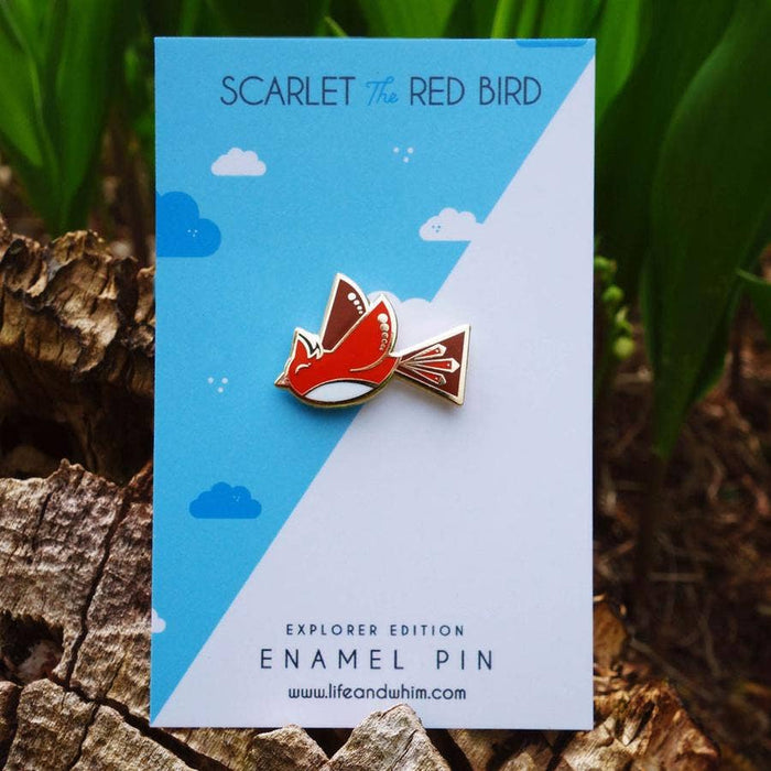 Scarlet the Red Bird Cardinal Enamel Pin - Life and Whim
