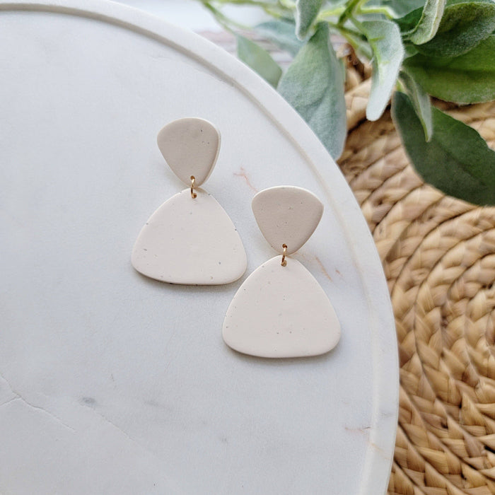 Rounded Earrings in Peppered Cream by Cayenne and Cake