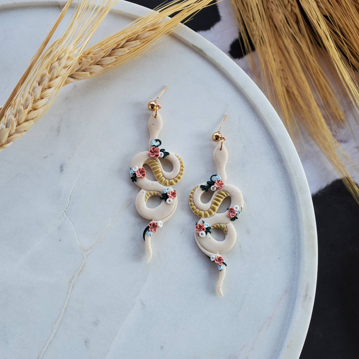 Floral Snake Earrings - Cayenne & Cake