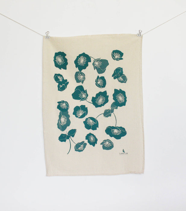Scarlet Crane Creations - Dotted Poppies Tea Towel