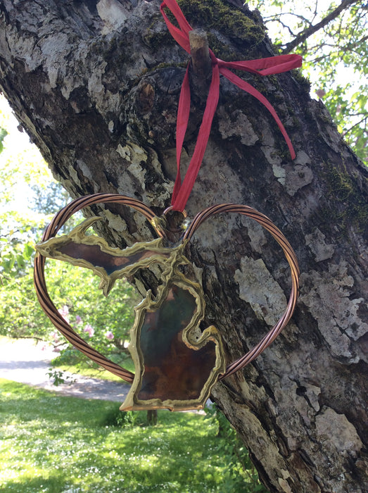 Michigan Copper Heart Ornament by Keweenaw Copper