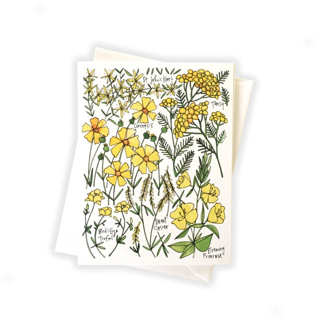 Yellow Wildflowers Card by Katie Eberts Illustration