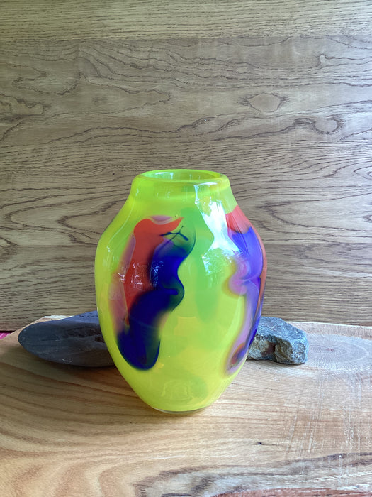 Neon Yellow Vase by Windblown Glass (Rick Shapero)