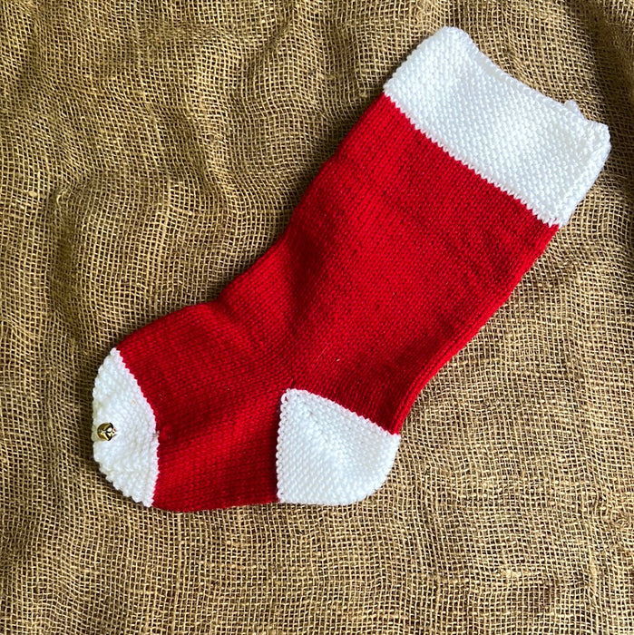 Hand Knit Christmas Stocking with Bell by Joanna Izzard