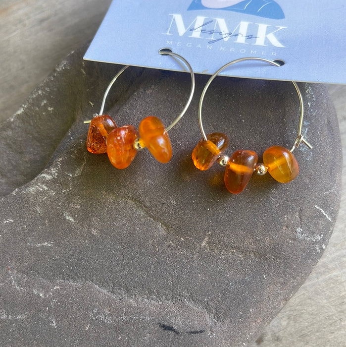 Orange Beach Glass Earrings by MMK Designs