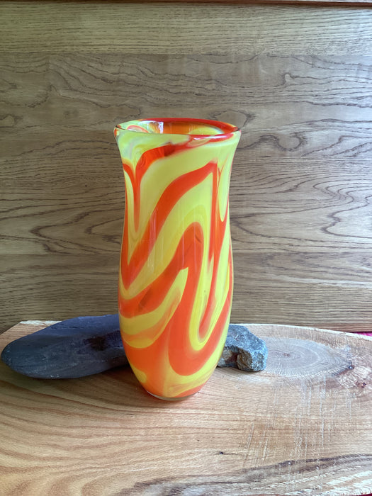 Orange and Yellow Lava Vase by Windblown Glass (Rick Shapero)