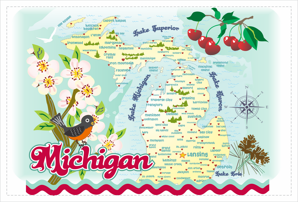 Michigan Tea Towel- Michigan Mittens