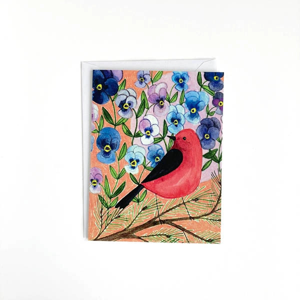 Scarlet Tanager Bird Card by Katie Eberts Illustration