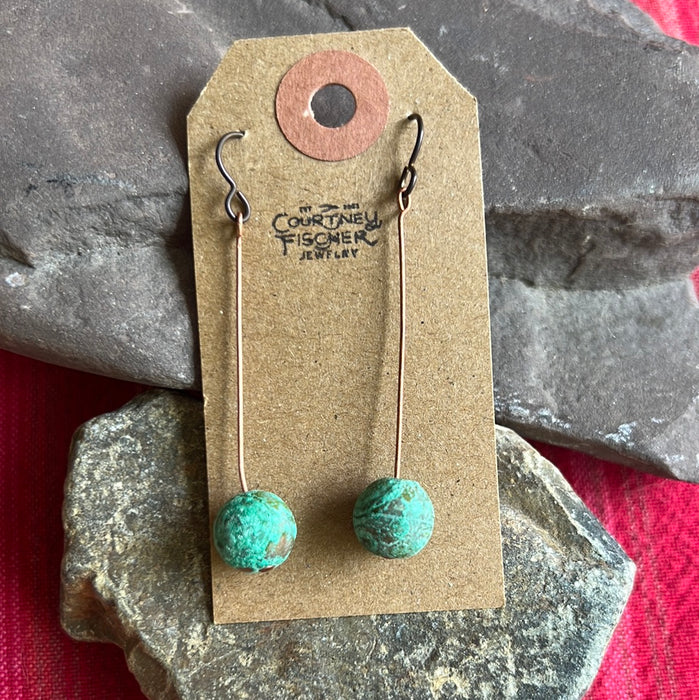 Copper Patina Drop Earrings by Courtney Fischer