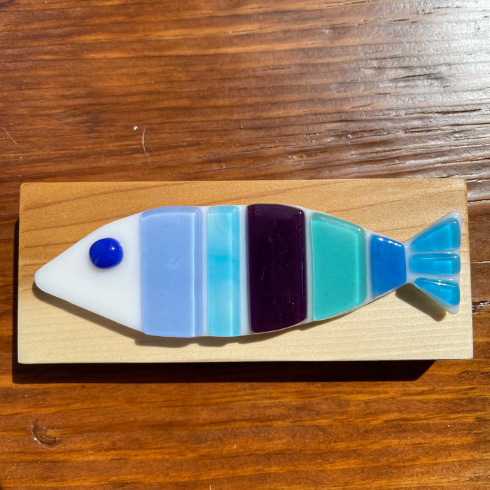 Funky Fish Art Glass Fused Wall Plaque by CristyGlass
