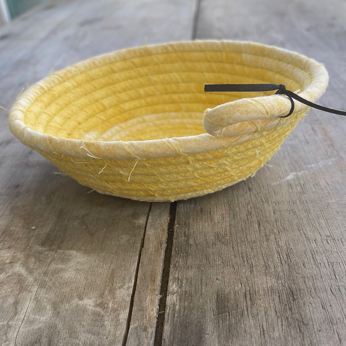 Yellow Pale Yellow Full Fabric Rope Bowl -S- by Nana Sewing Room