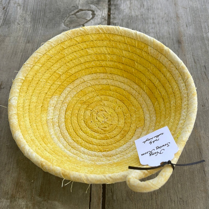 Yellow Pale Yellow Full Fabric Rope Bowl -S- by Nana Sewing Room