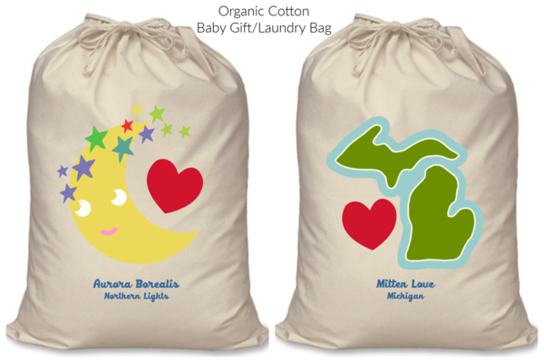 Organic Cotton Baby Laundry or Gift Bag