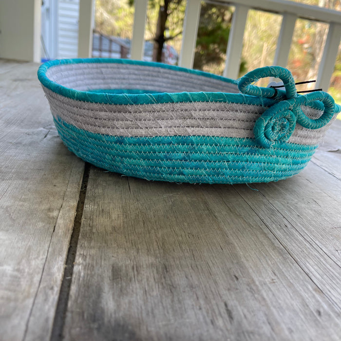 Teal Blue/Grey Full Fabric Rope Bowl -XL- by Nana Sewing Room
