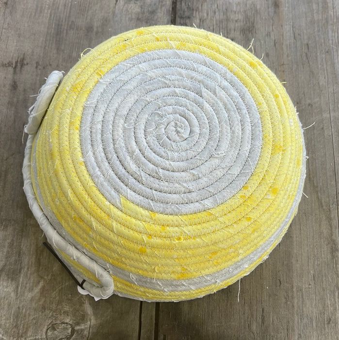 Yellow Grey Full Fabric Rope Bowl -M- by Nana Sewing Room