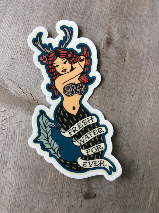 Fresh Water Forever Mermaid Sticker by TeeSee Tee